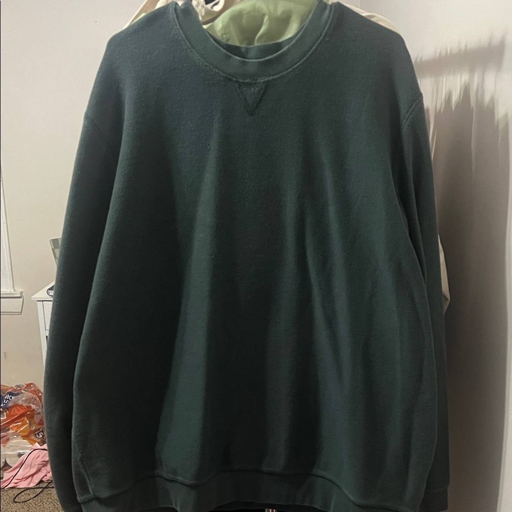 Lands' End Men's Dark Green Crewneck Sweater